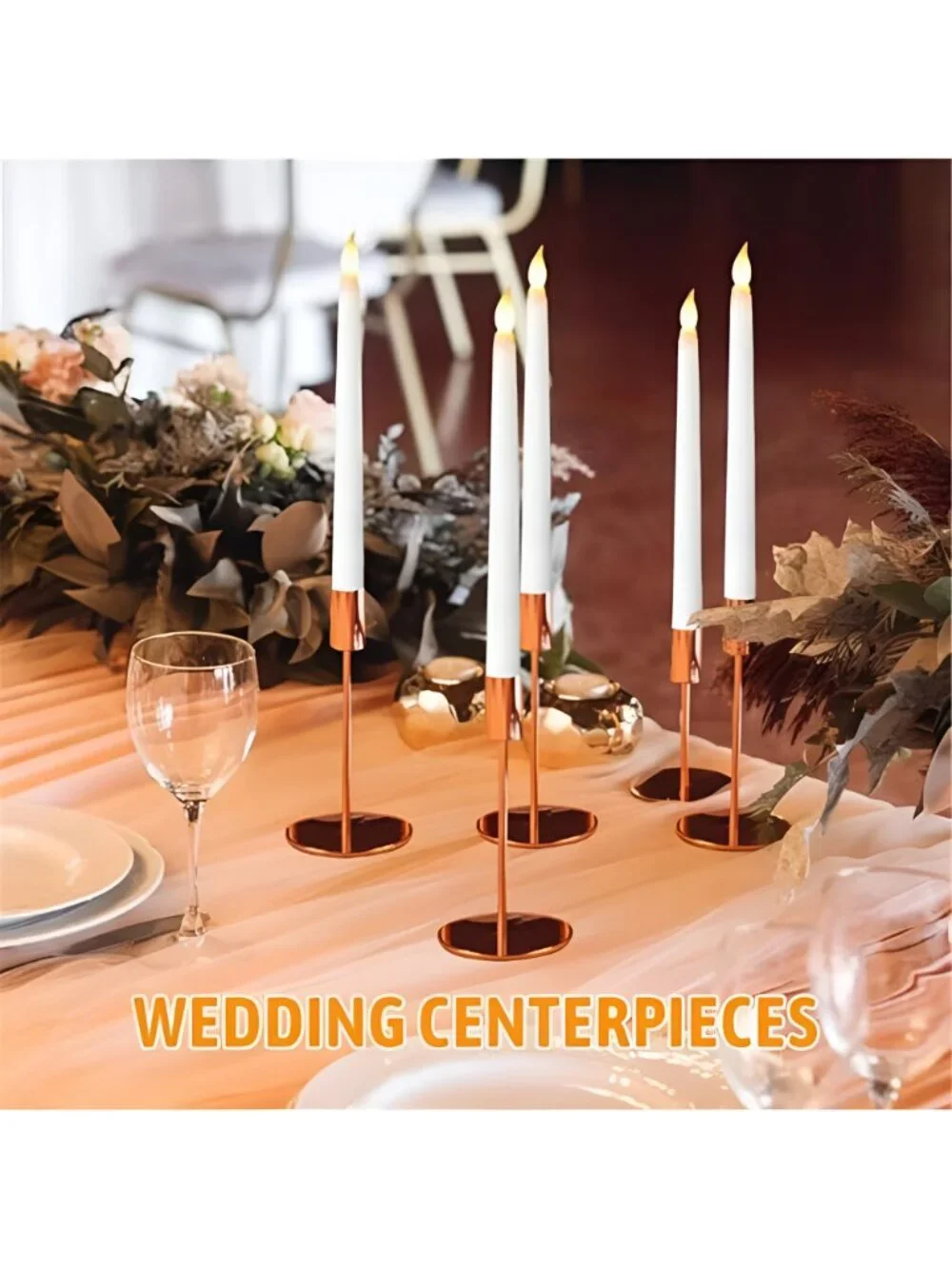 50 Pcs 9.7 Inch White LED Flameless Taper Candles Bulk